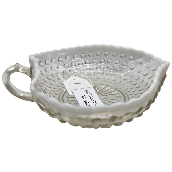 Anchor Hocking Moonstone Opalescent Hobnail Heart Shaped Candy Nut Nappy Dish - Picture 1 of 7